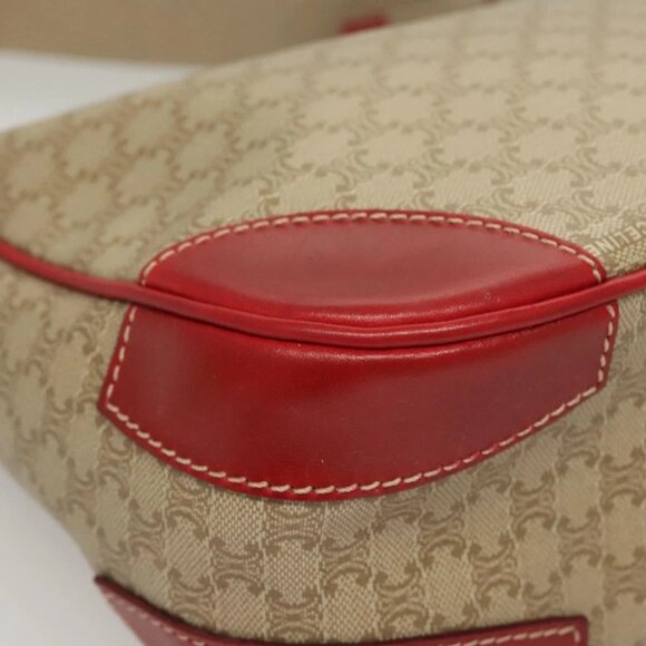 CELINE Macadam Canvas Shoulder Bag Beige Gold Auth 123951 - Picture 3 of 15